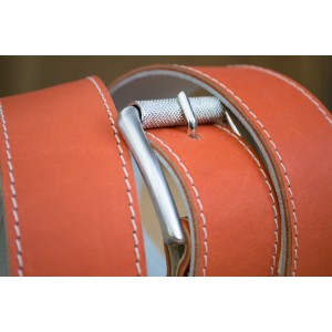 CEINTURE CUIR ORANGE | La jean